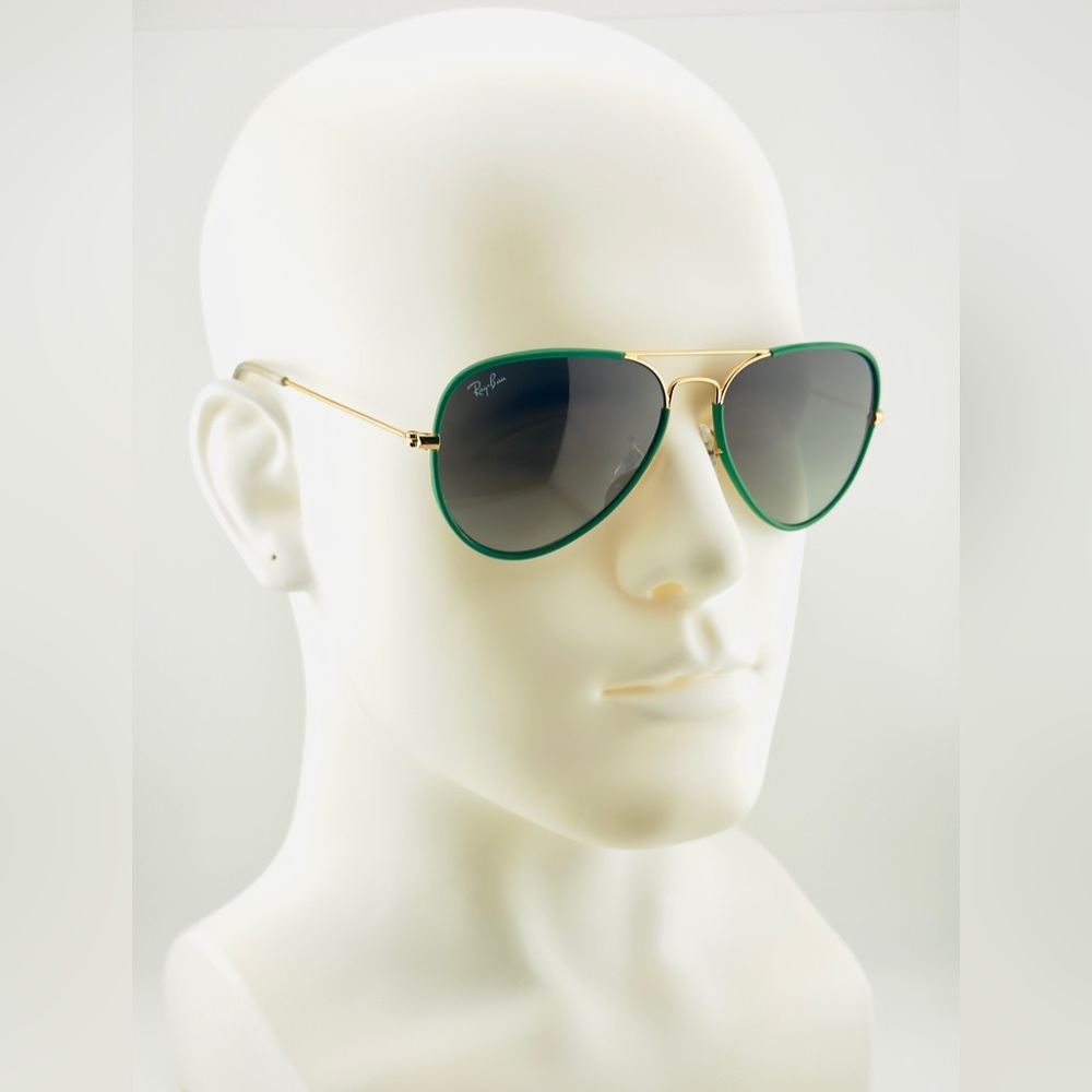 Ray-Ban Aviator Full Color Sunglasses RB3025JM Gold Green Frame Gradient Lenses